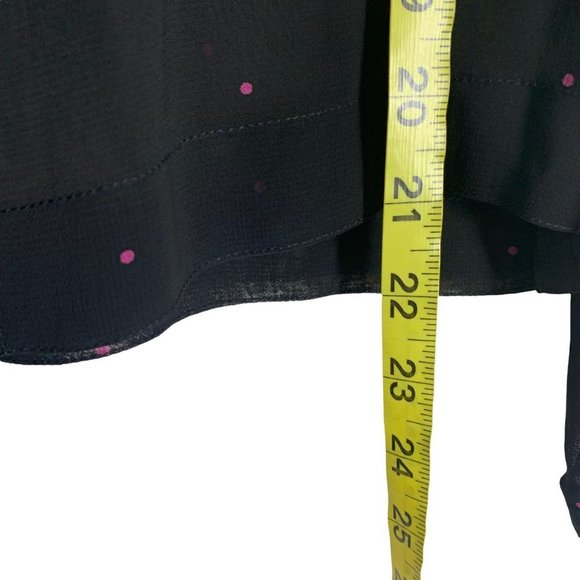 Vintage 90s Black Pink Sheer Micro Dot Long Sleeve Button Up Secretary Top Mediu - Picture 8 of 8
